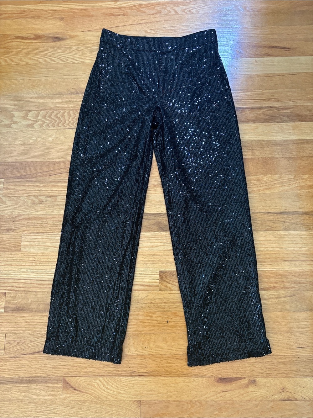 LOFT Black Sequin Wide Leg Pants